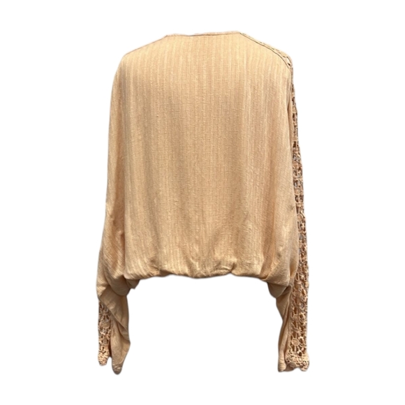 Free People Peach Crochet Sleeve High Low Women's Boho Top⭐⭐Sold - Picture 7 of 9